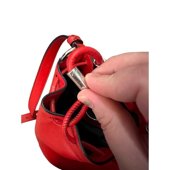 Alexander Wang Alpha Red Leather Bucket Bag Silver stud Designer Purse One Size - Picture 10 of 16